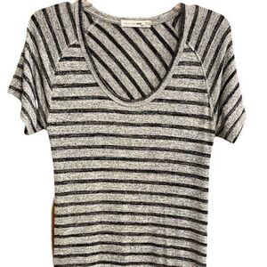RAG & BONE WOMENS GRAY BLACK SHT SLEEVE STRETCH STRIPED SOFT RAGLAN DRESS Sz XS